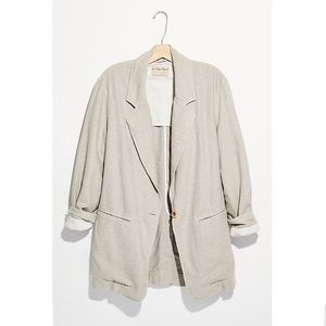 We The Free Beckelt Boyfriend Blazer - Taupe Linen